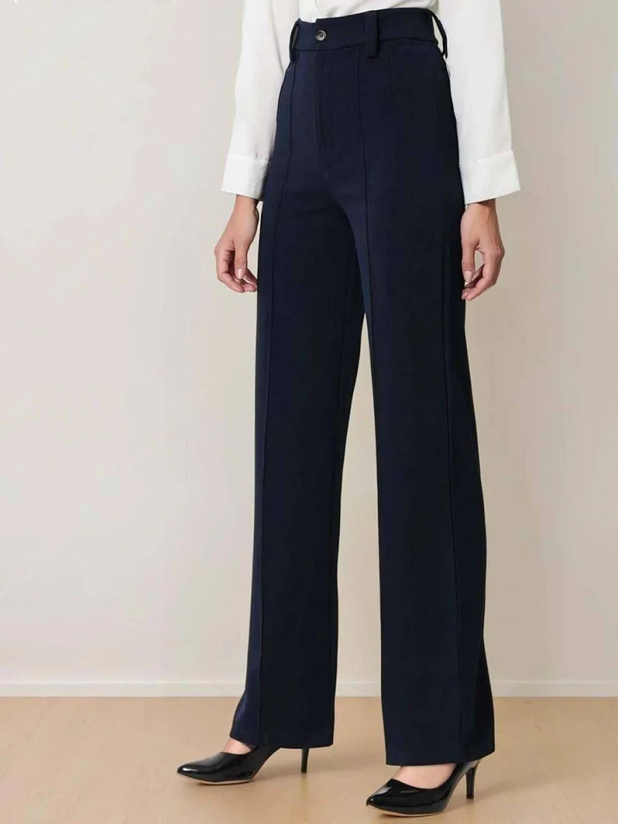 KOTTY Women's Solid Polyester Blend Trousers